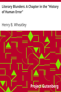 Literary Blunders: A Chapter in the “History of Human Error”